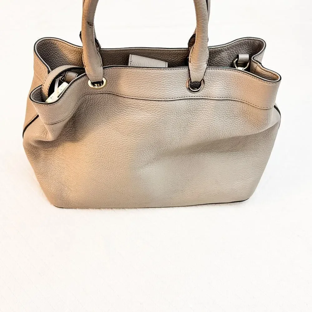 Milly Gray Crossbody Leather Tote Handbag Gray Tassel Front Pocket Details